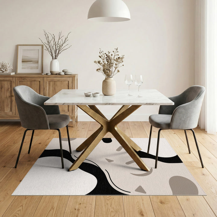 Beige Black Abstract Area Rug