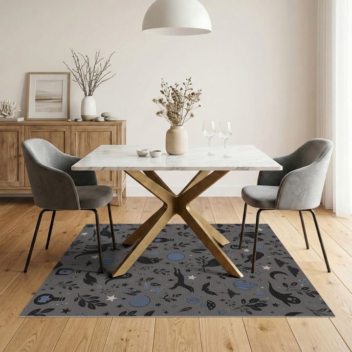 Grey Magical Creatures Washable Area Rug