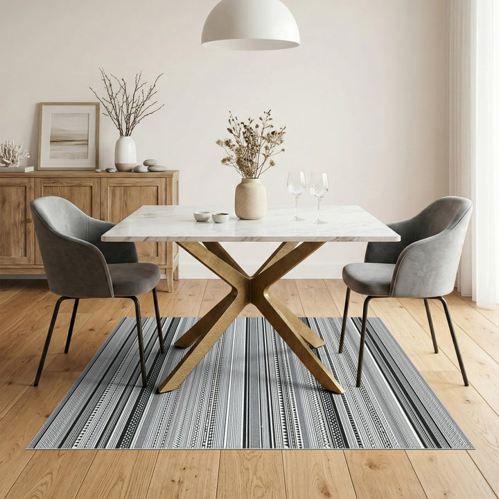 Black and White Black White Striped Tribal Area Rug