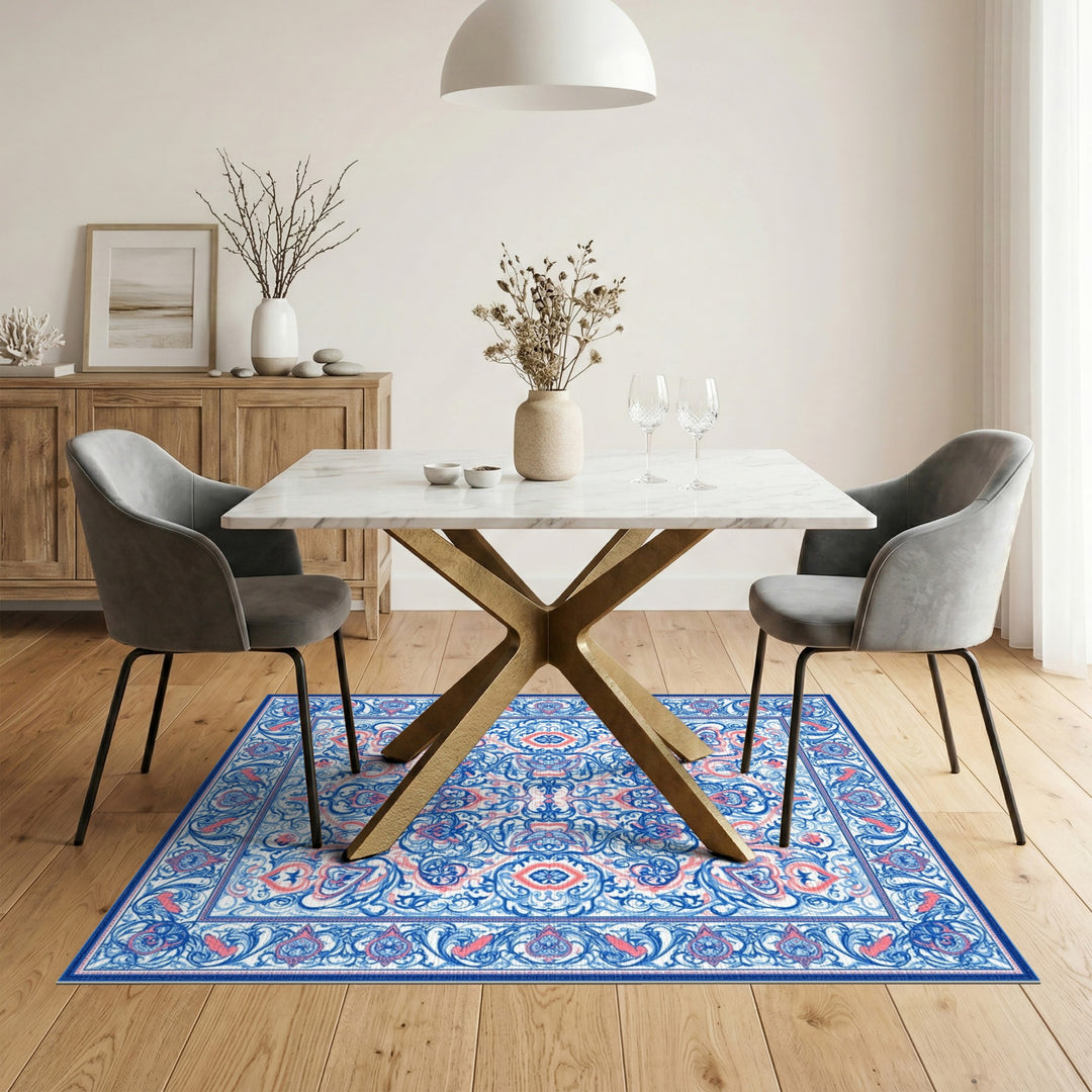 Blue Coral Traditional Persian Area Rug