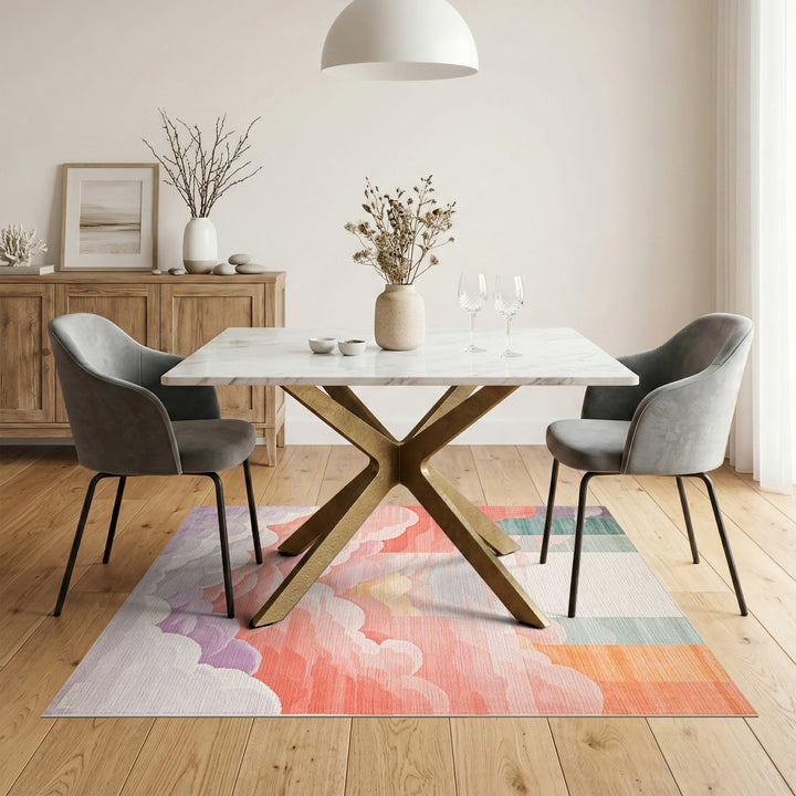 Pink Sunset Cloud Washable Area Rug