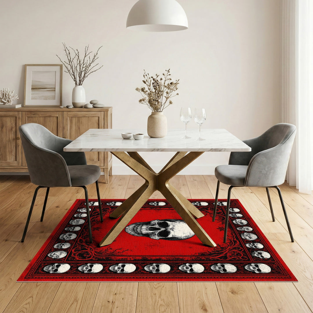 Gothic Red Skull Area Rug