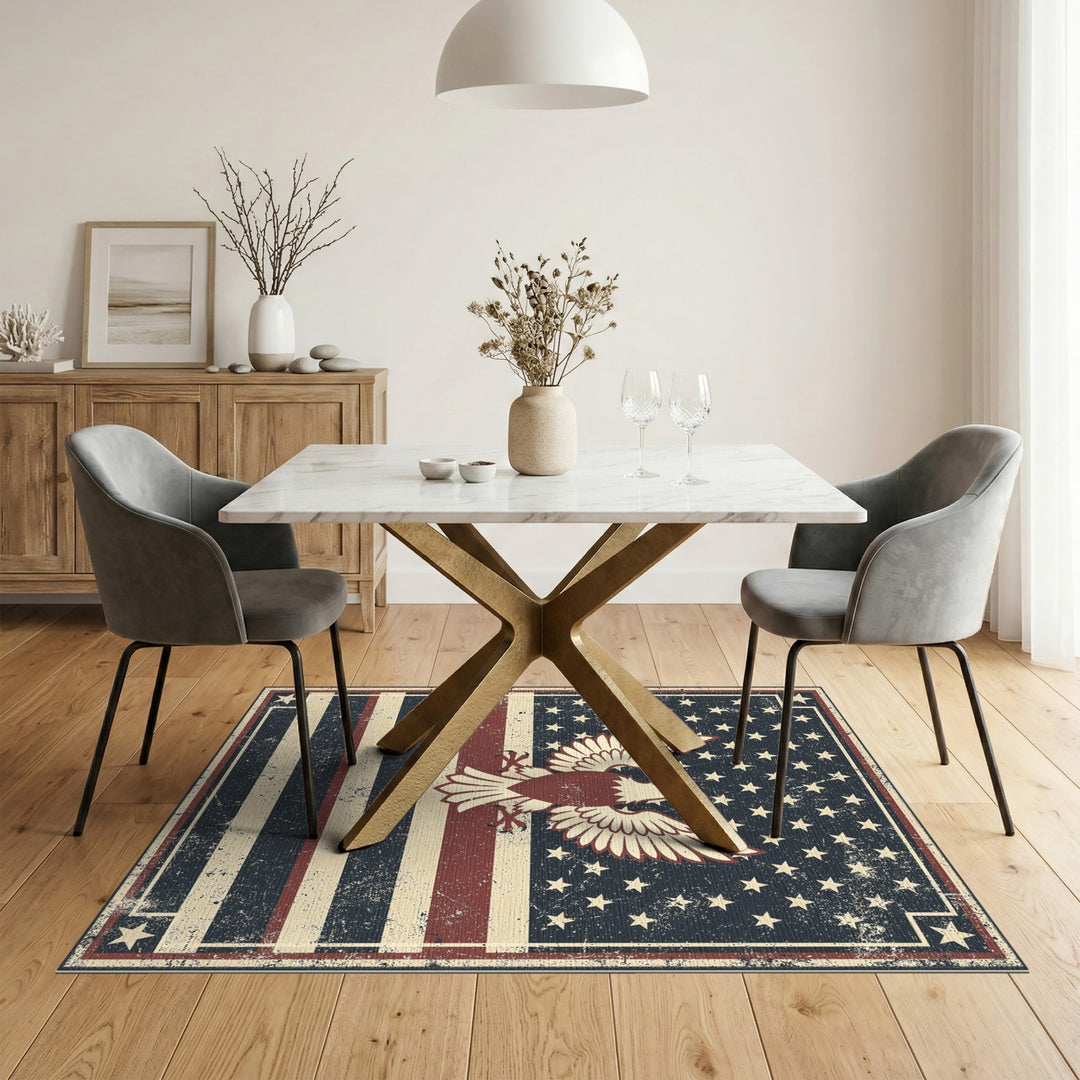 Multi-color and Patterns Distressed Eagle Flag Area Rug