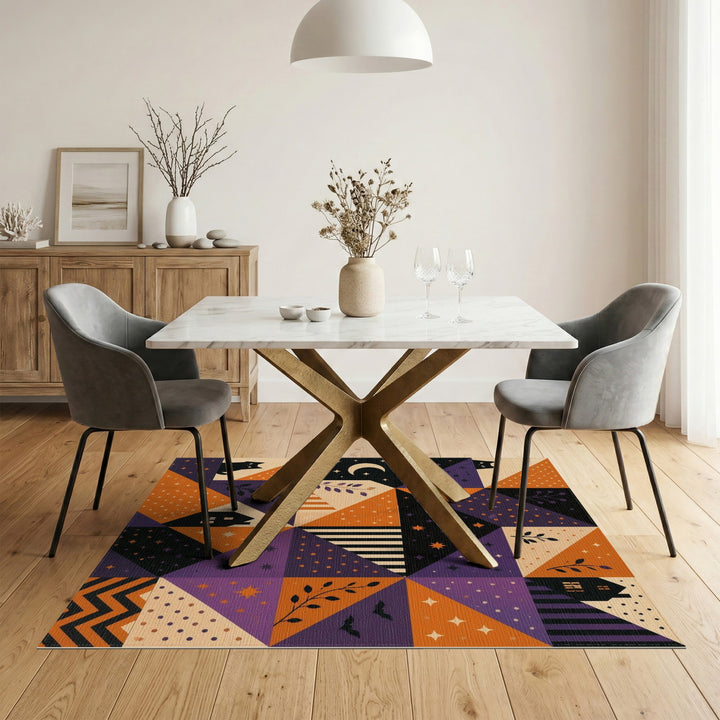 Multi-color and Patterns Halloween Geometric Patchwork Area Rug