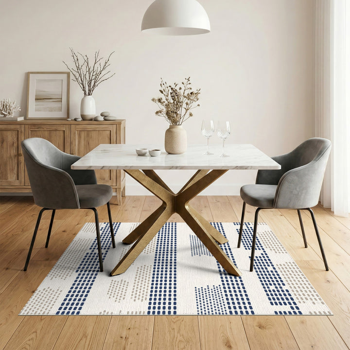 Navy Geometric Dot Area Rug