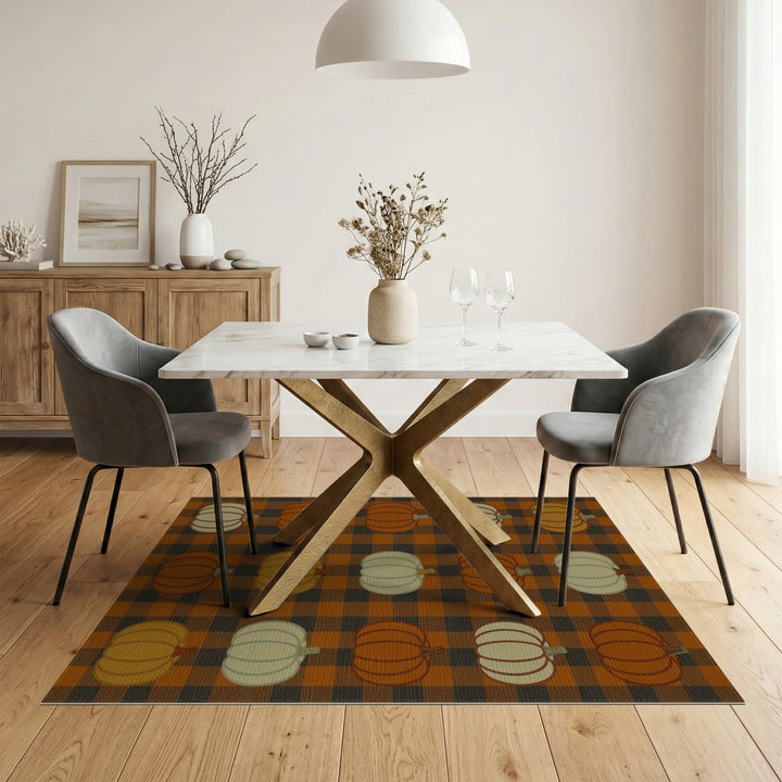 Pumpkin Plaid Orange Area Rug