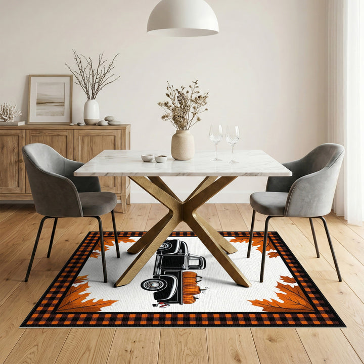 Vintage Truck Pumpkin Fall Area Rug