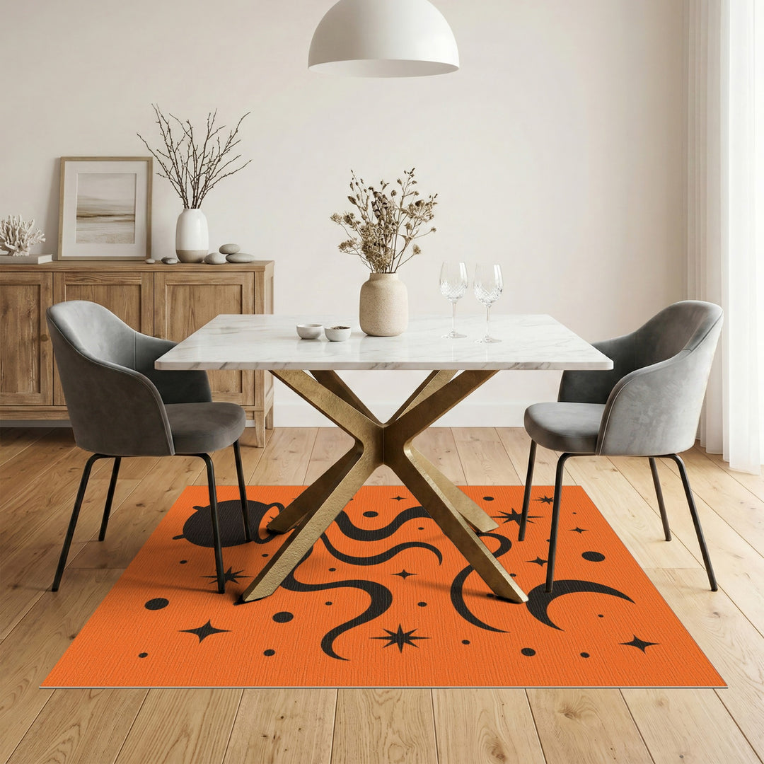 Cauldron Witch Orange Area Rug