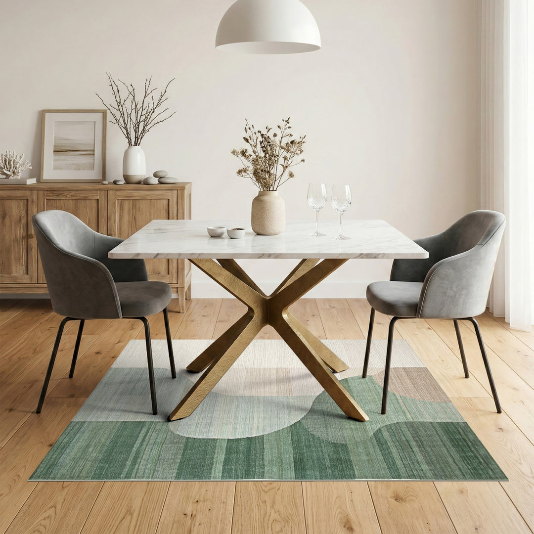 Green Abstract Wave Green Area Rug
