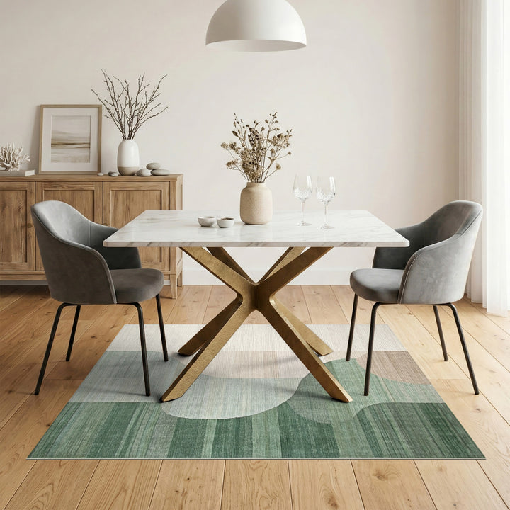 Green Abstract Wave Green Area Rug
