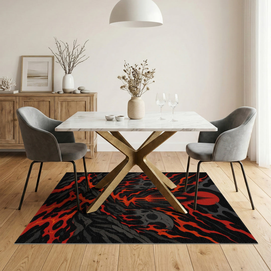 Gothic Inferno Skull Area Rug