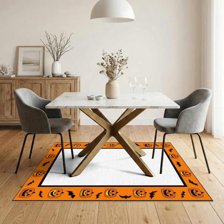 Halloween Pumpkin and Bat Orange Area Rug