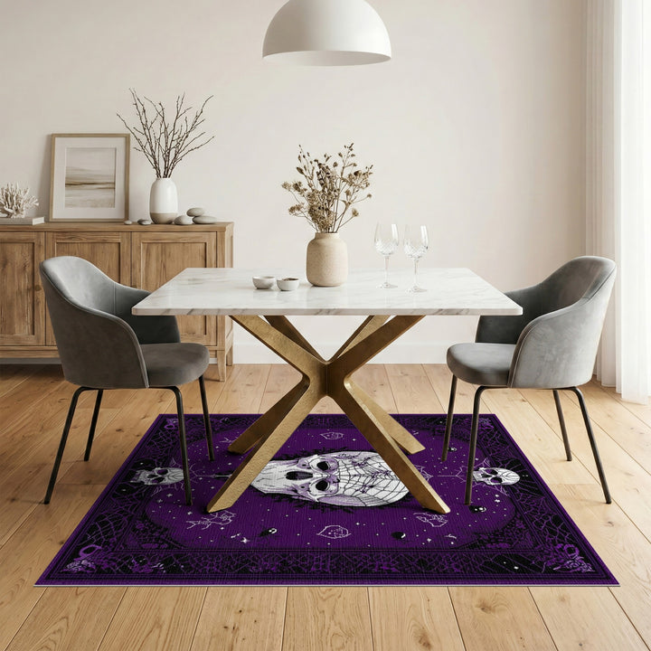 Purple Skull Spider Web Area Rug