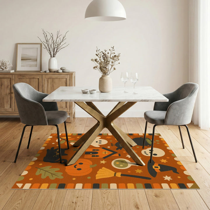 Cute Halloween Orange Kids Cartoon Area Rug