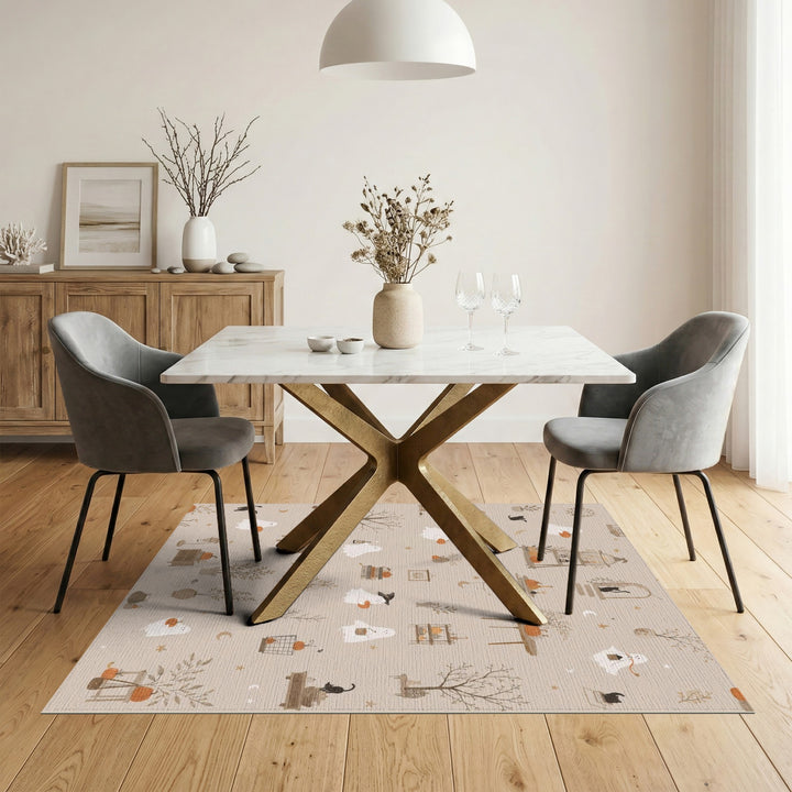 Cute Ghost Pumpkin Beige Area Rug