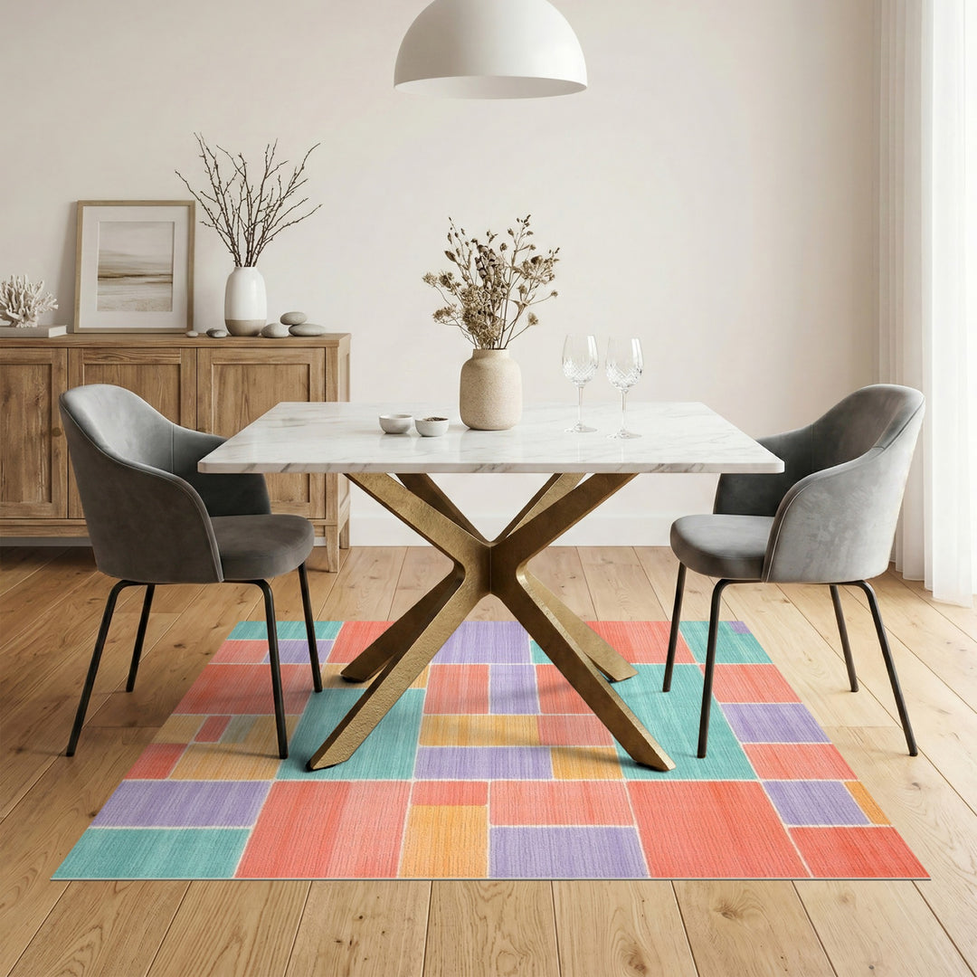 Block Multi-color and Patterns Vibrant Multi-Color Geometric Block Area Rug