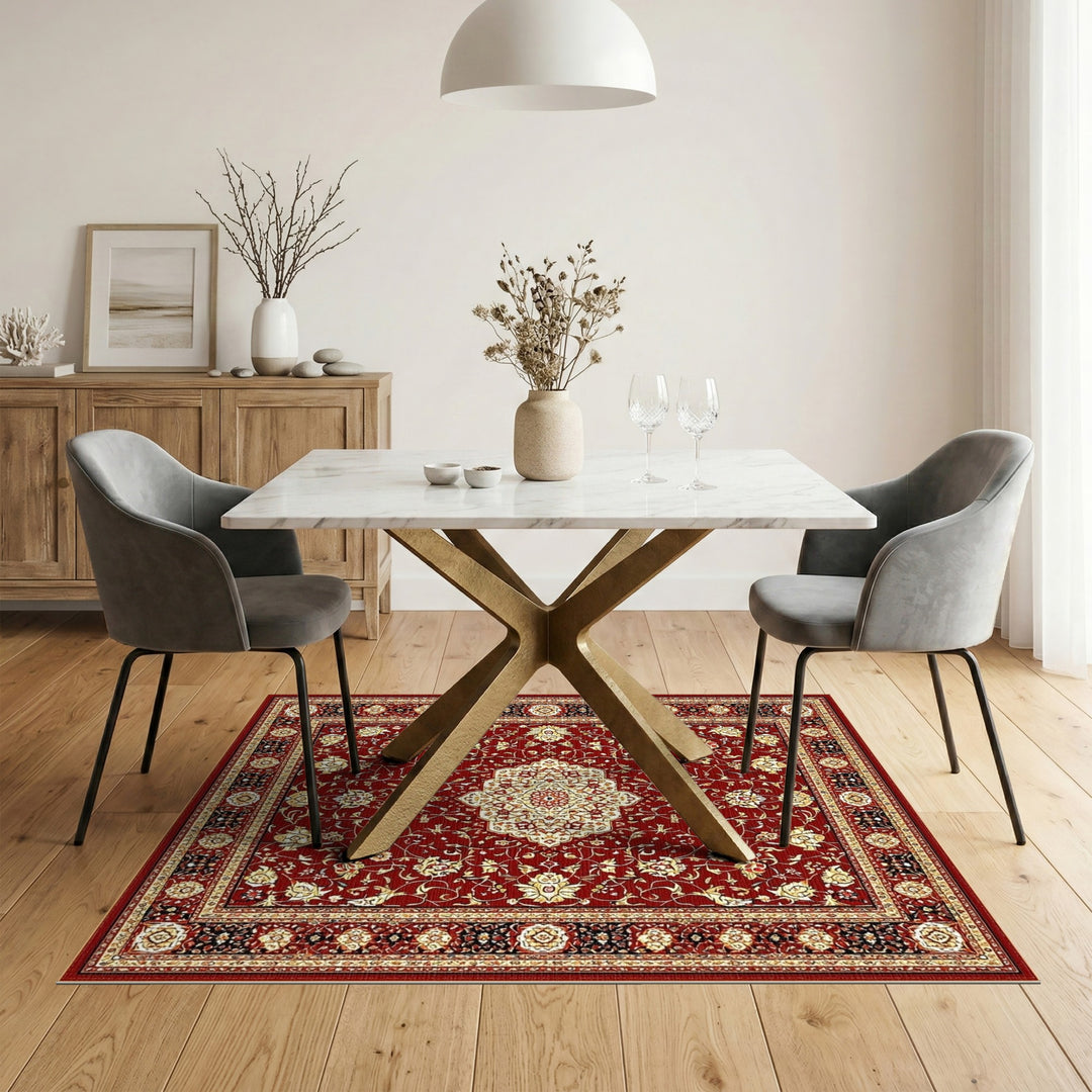 Red Persian Floral Medallion Area Rug