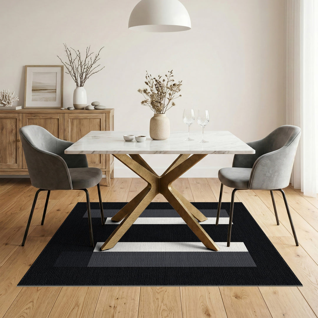 Vertical Black White Vertical Stripe Area Rug