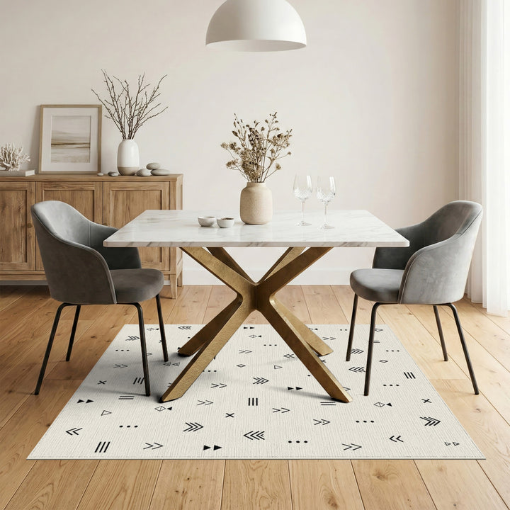Black White Geometric Area Rug