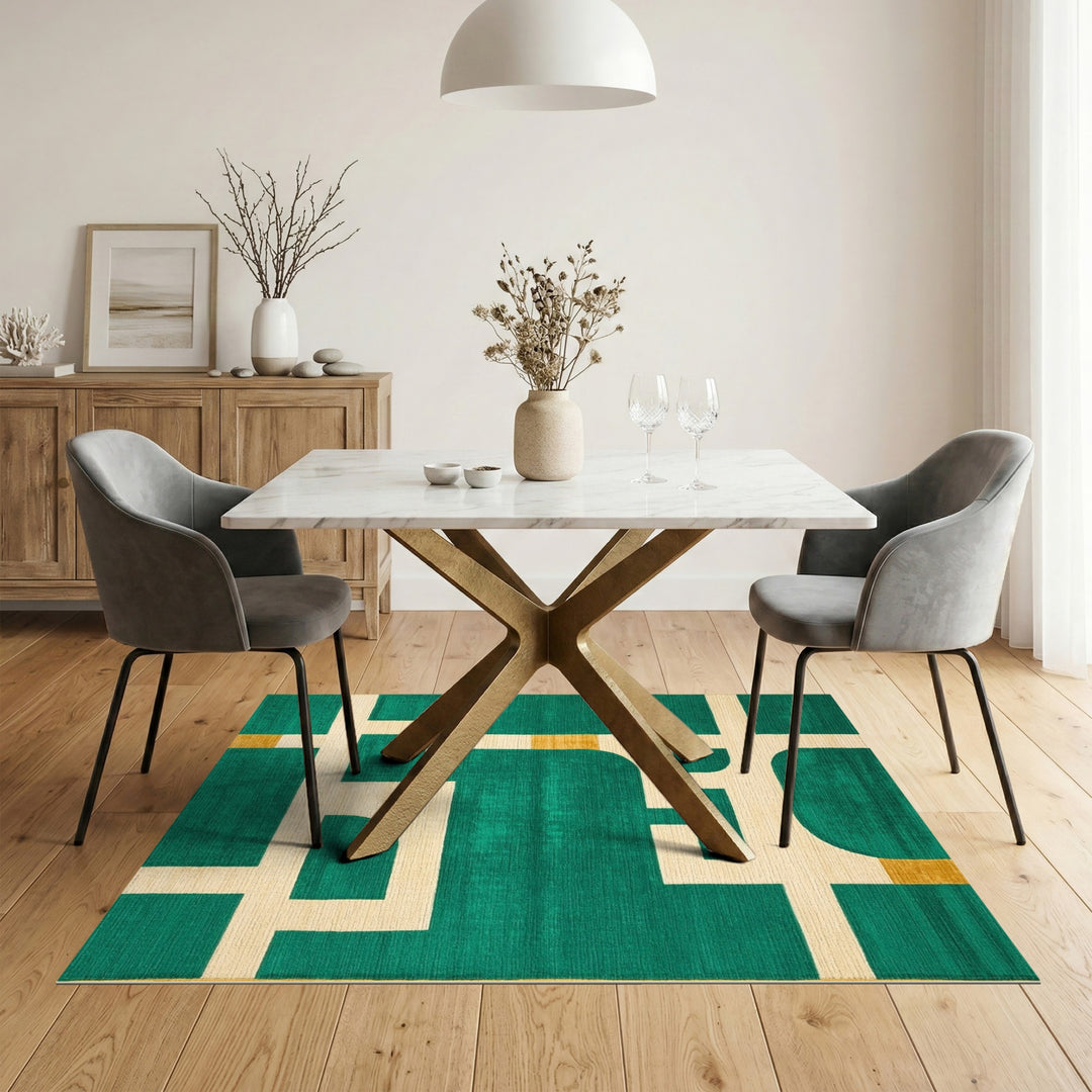 Green Geometric Modern Area Rug