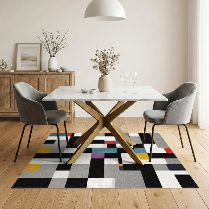Bold Geometric Multi-Color Area Rug