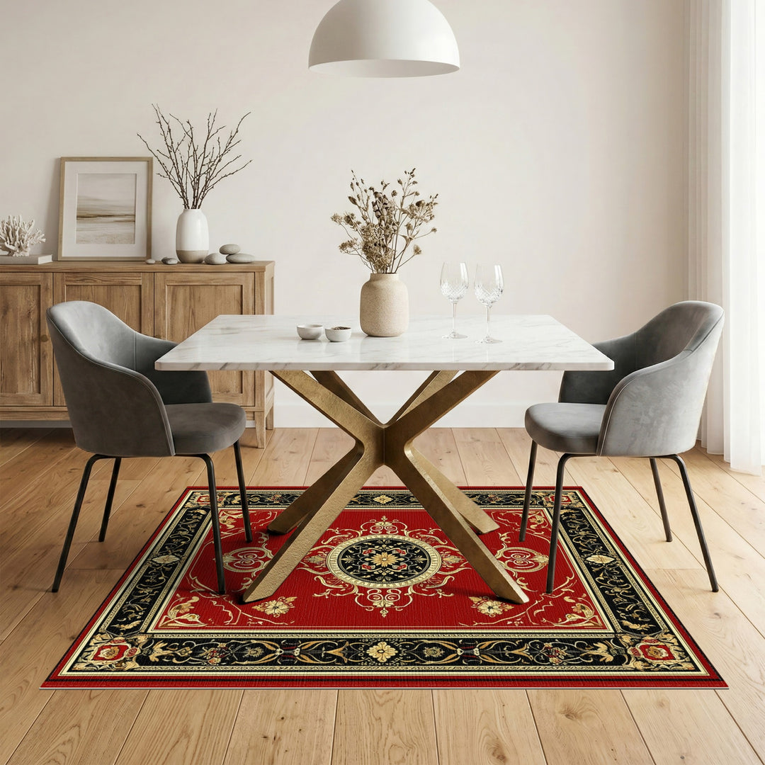 Red Traditional Persian Medallion Area Rug