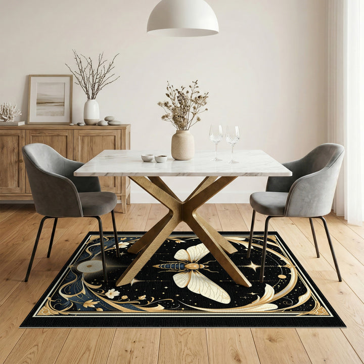 Golden Moth Celestial Area Rug