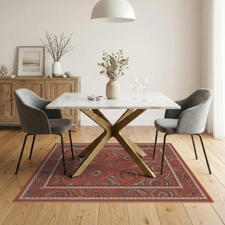 Red Spiral Abstract Area Rug