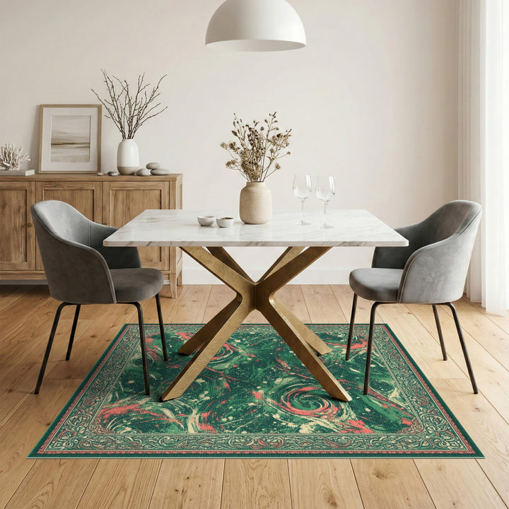 Green Swirl Green Swirl Abstract Area Rug