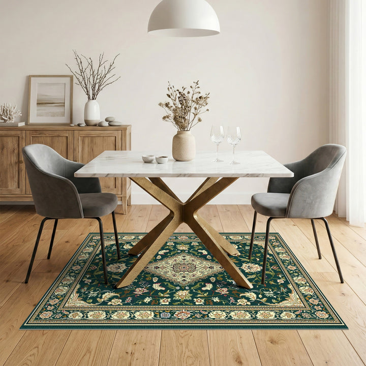 Green Traditional Persian Floral Traditional Persian Area Rug