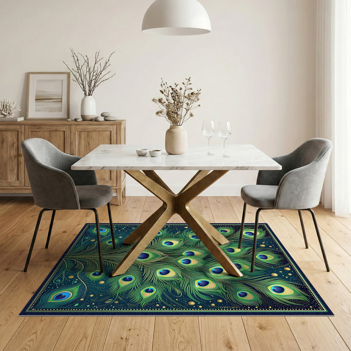 Peacock Feather Green Area Rug