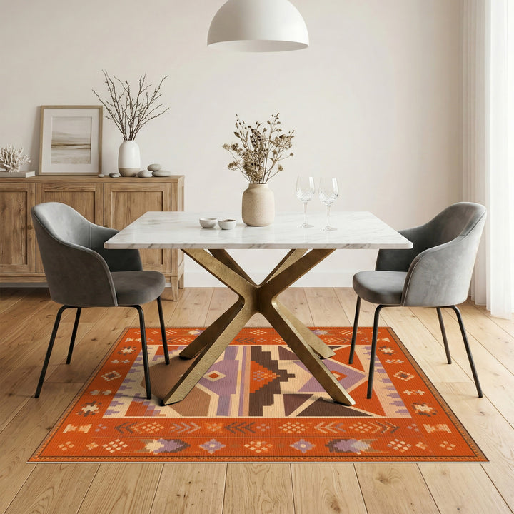 Orange Heritage Tribal Area Rug