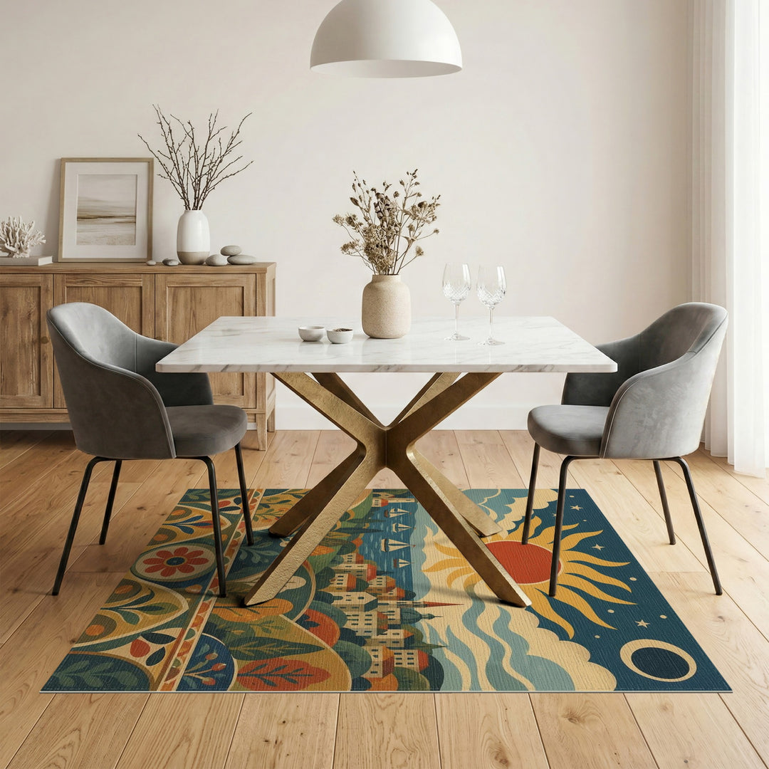 Coastal Sun and Sailboat Area Rug
