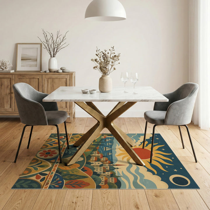 Coastal Sun and Sailboat Area Rug