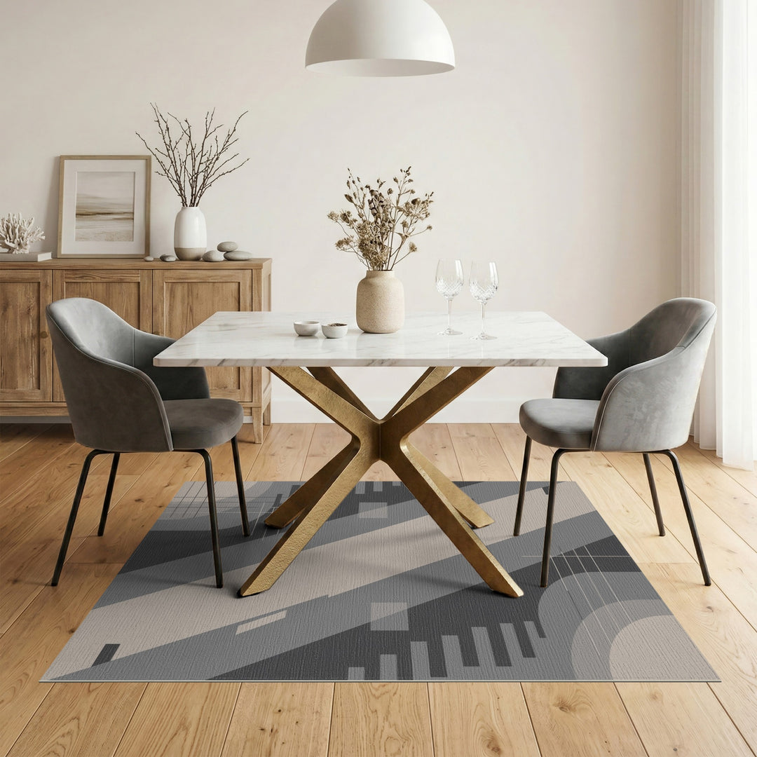 Grey Geometric Abstract Area Rug