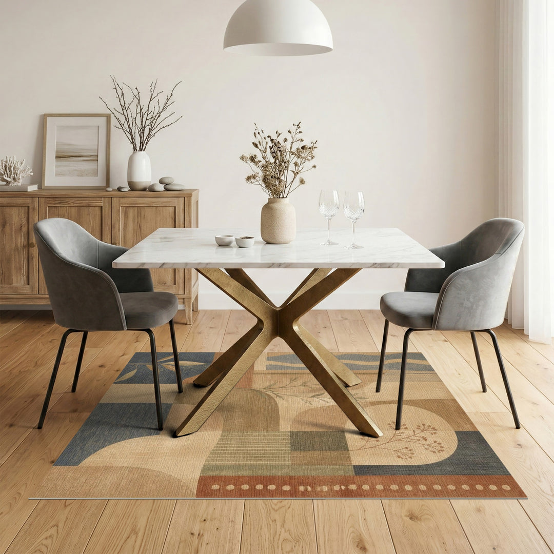 Abstract Brown Tan Geometric Area Rug
