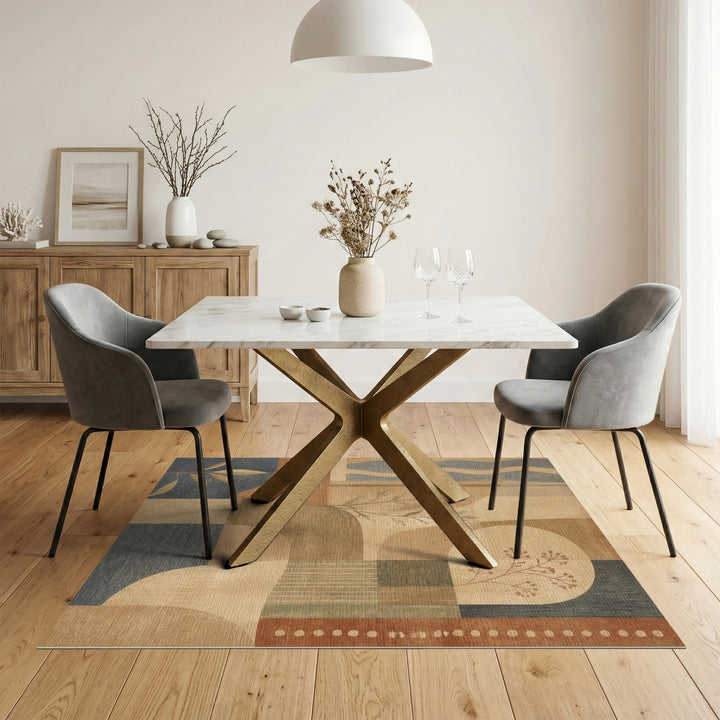 Abstract Brown Tan Geometric Area Rug
