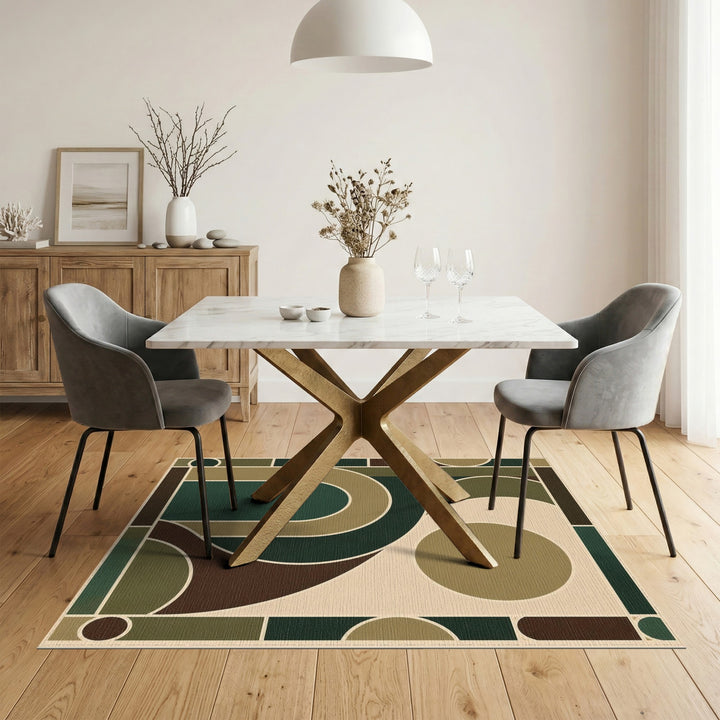 Green Geometric Arch Area Rug