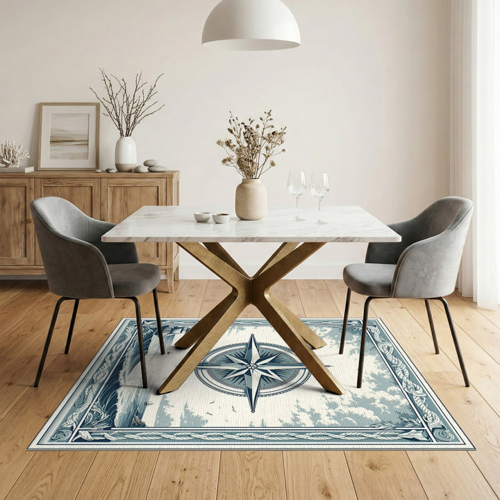 Nautical Compass Rose Coastal Area Rug
