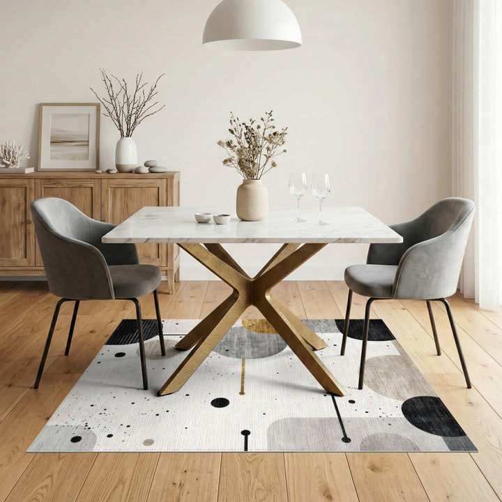 Black White Geometric Abstract Area Rug