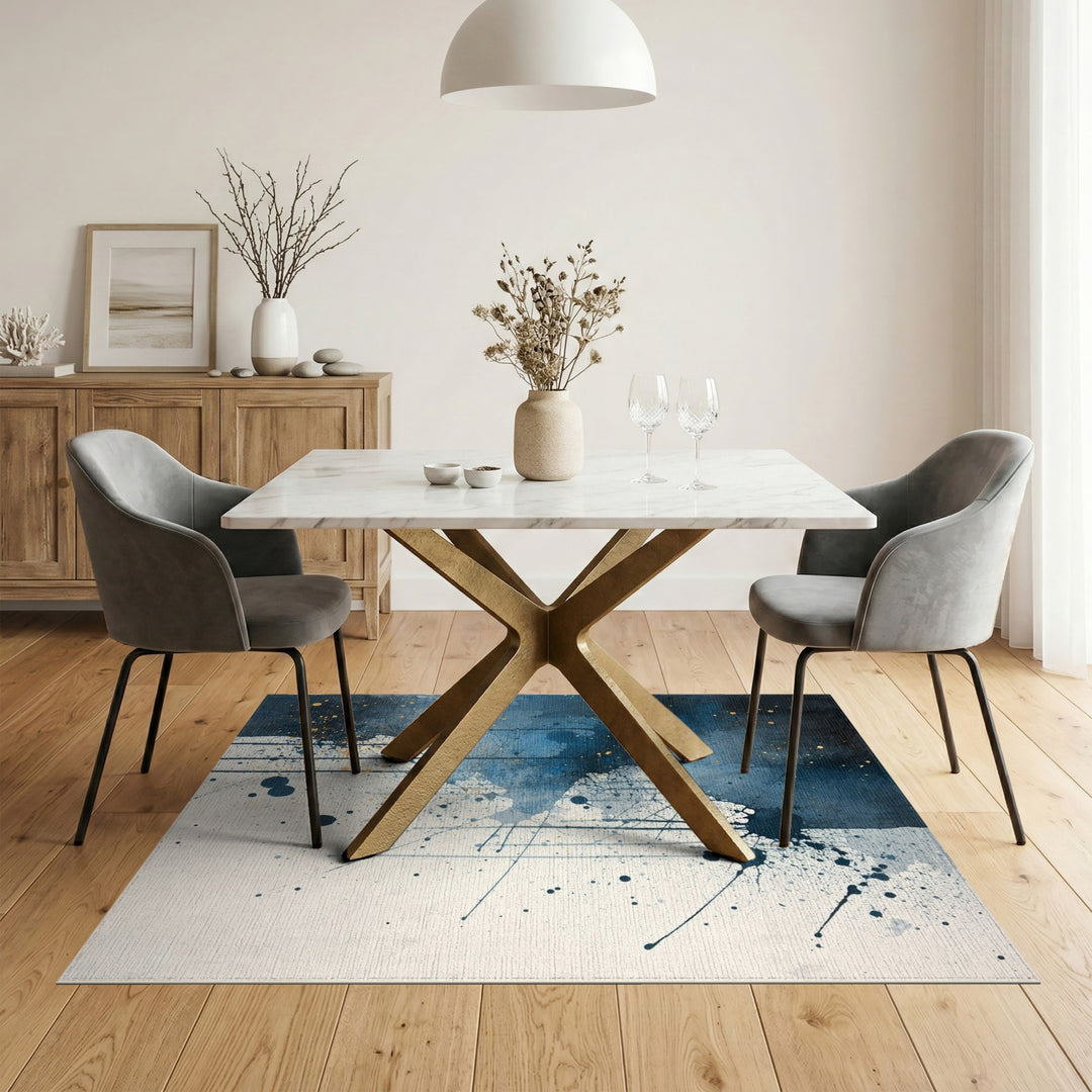 Blue Abstract Splatter Area Rug