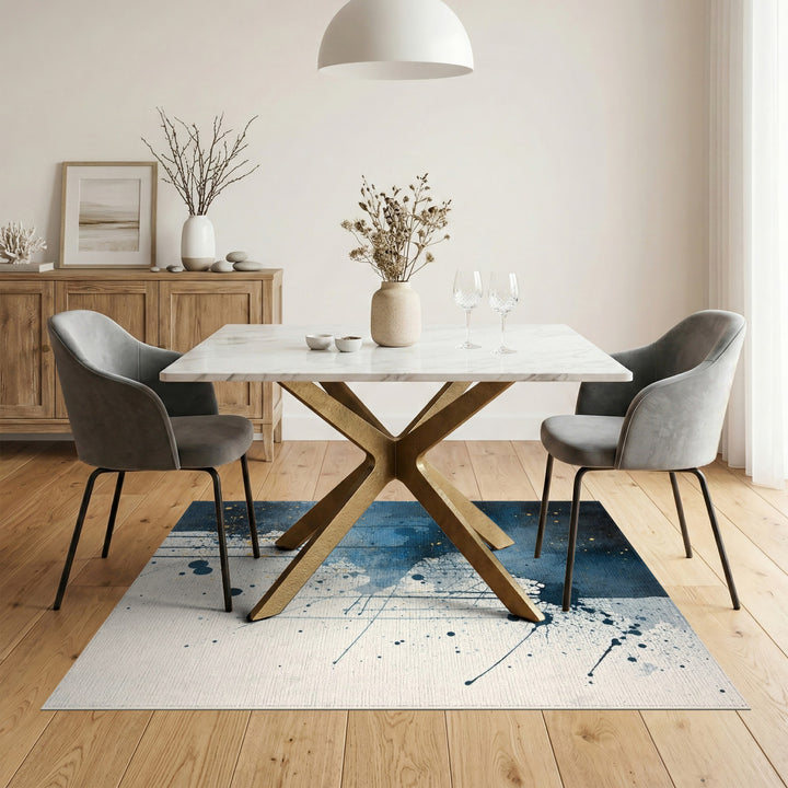 Blue Abstract Splatter Area Rug