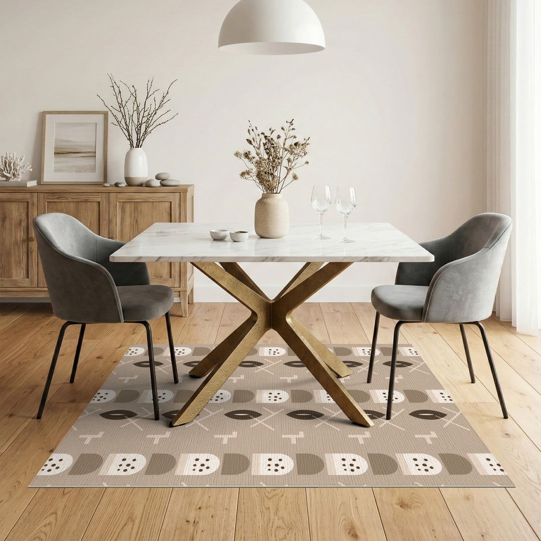 Beige Geometric Modern Area Rug