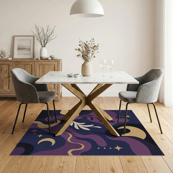 Midnight Celestial Purple Area Rug