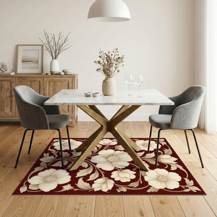 Red Vintage Floral Area Rug