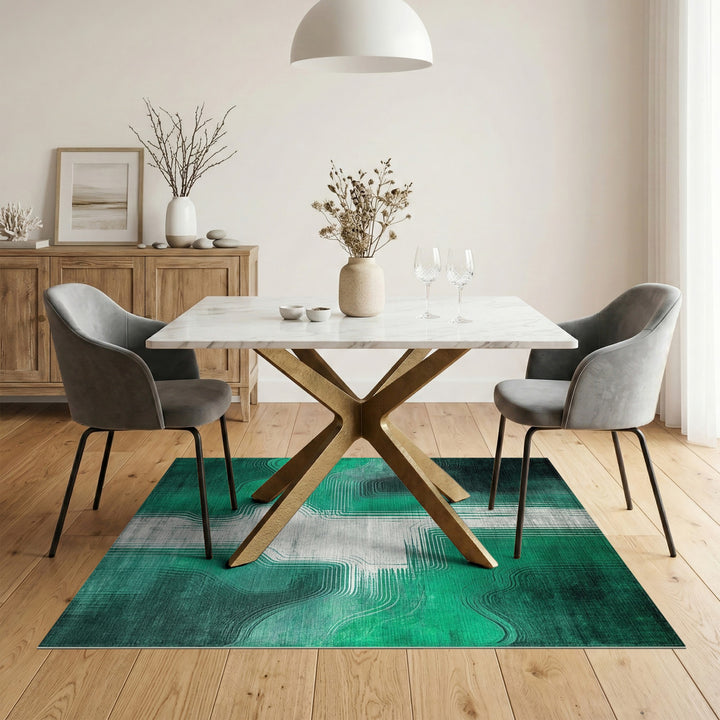 Green Abstract Area Rug