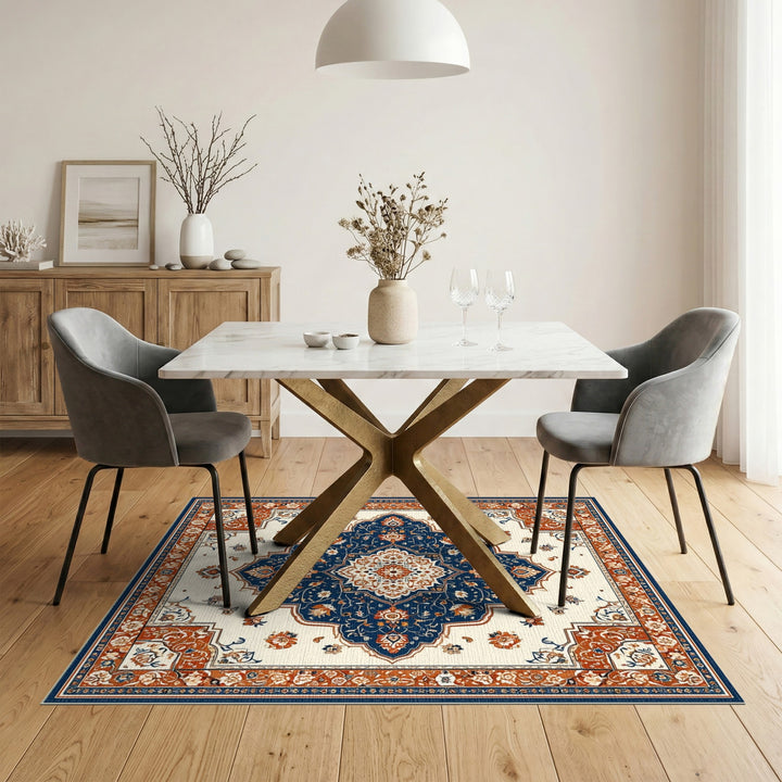 Navy Blue Persian Medallion Area Rug