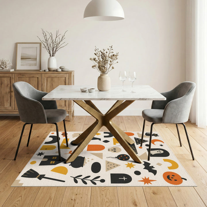 Multi-color and Patterns Halloween Kids Cartoon Washable Area Rug
