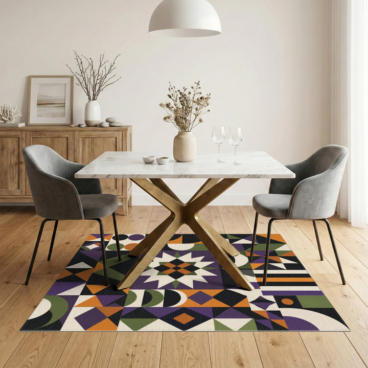 Multi-Color Geometric Starburst Area Rug