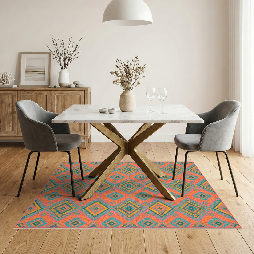 Multi-color and Patterns Vibrant Multi-Color Diamond Geometric Area Rug
